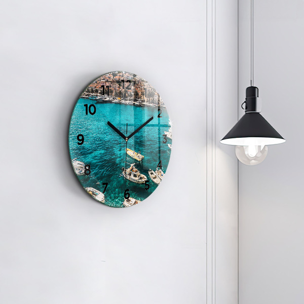 Round glass clock Boats in Croatia