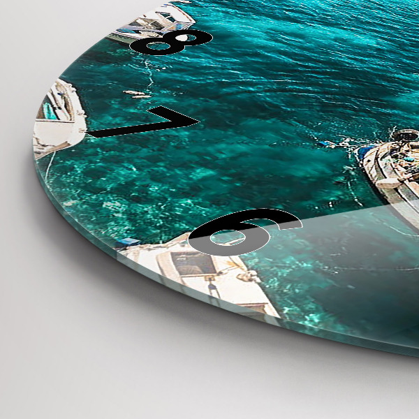 Round glass clock Boats in Croatia