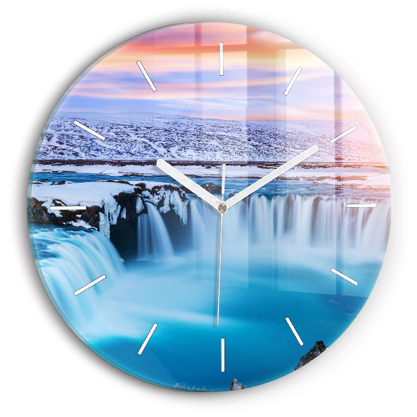 Round glass clock Godafoss Waterfall Iceland
