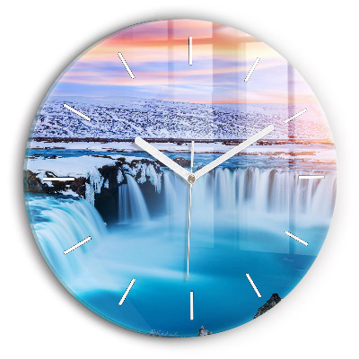 Round glass clock Godafoss Waterfall Iceland
