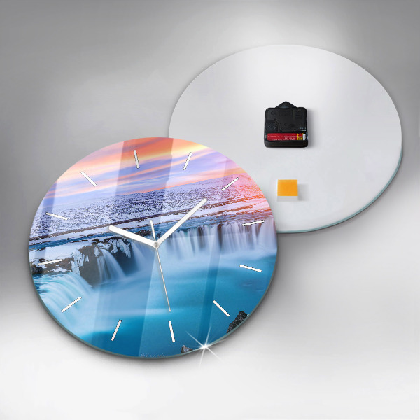 Round glass clock Godafoss Waterfall Iceland