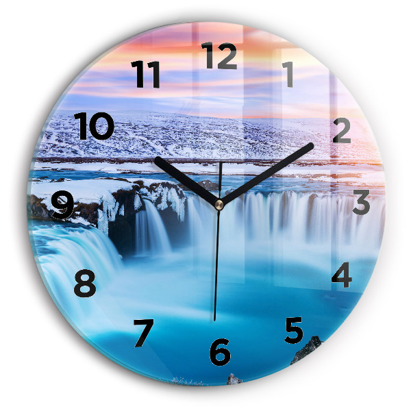 Round glass clock Godafoss Waterfall Iceland