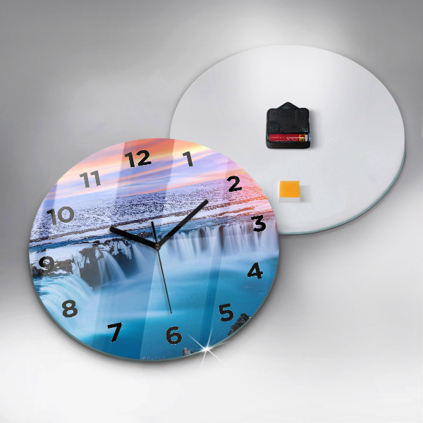Round glass clock Godafoss Waterfall Iceland