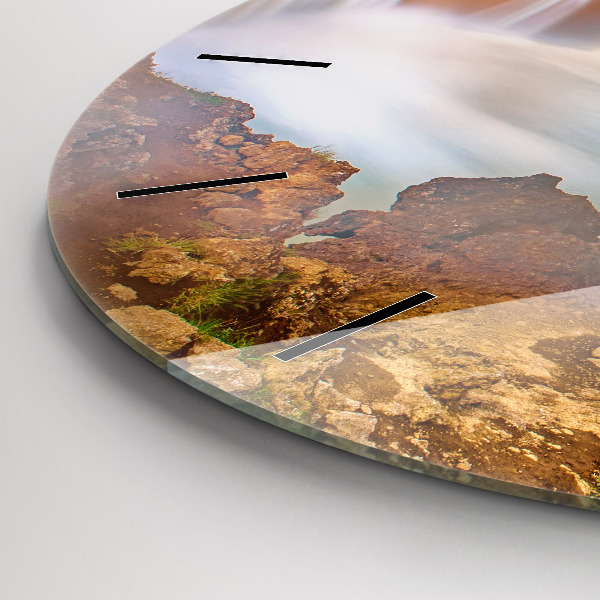 Round glass clock Godafoss in Iceland