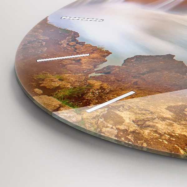 Round glass clock Godafoss in Iceland