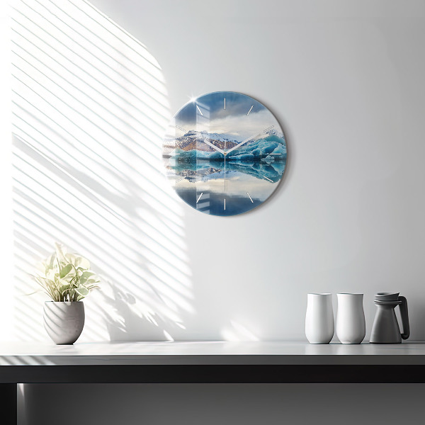 Round glass clock Lake Jokulsarlon Iceland