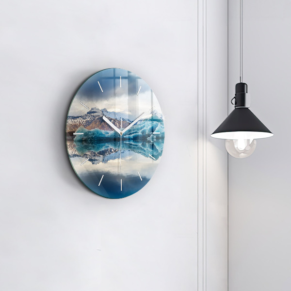 Round glass clock Lake Jokulsarlon Iceland
