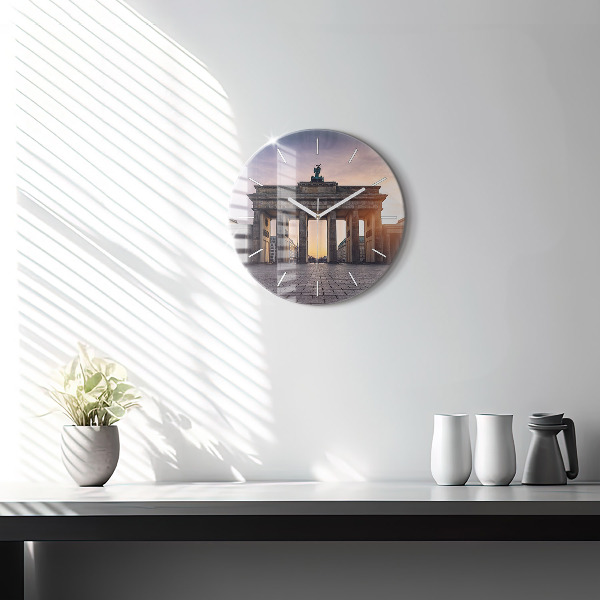 Round glass clock Brandenburg Gate