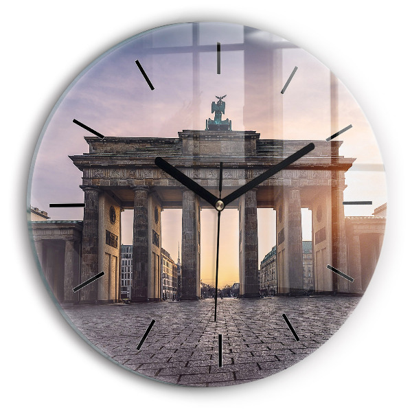 Round glass clock Brandenburg Gate