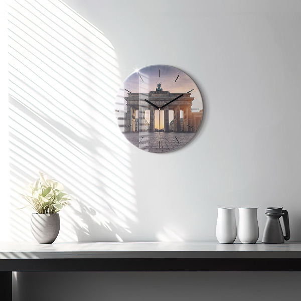 Round glass clock Brandenburg Gate