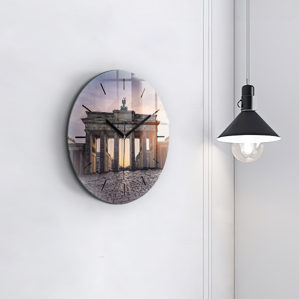 Round glass clock Brandenburg Gate