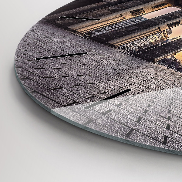 Round glass clock Brandenburg Gate