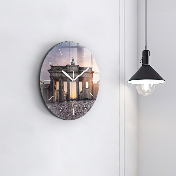 Round glass clock Brandenburg Gate