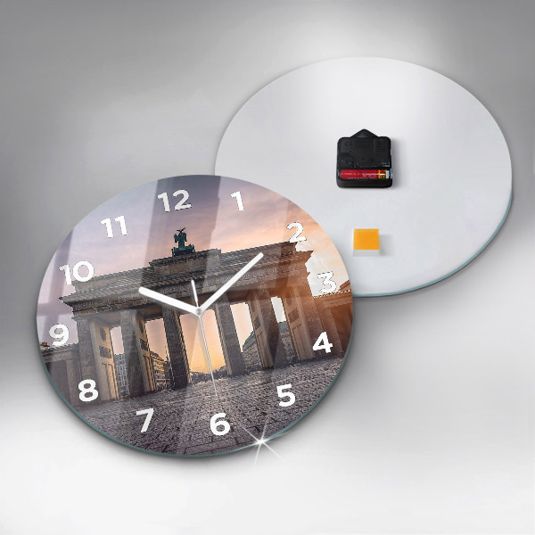 Round glass clock Brandenburg Gate