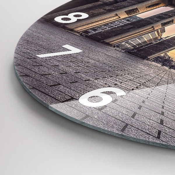Round glass clock Brandenburg Gate