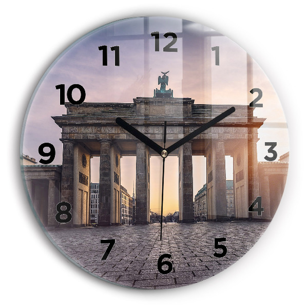 Round glass clock Brandenburg Gate