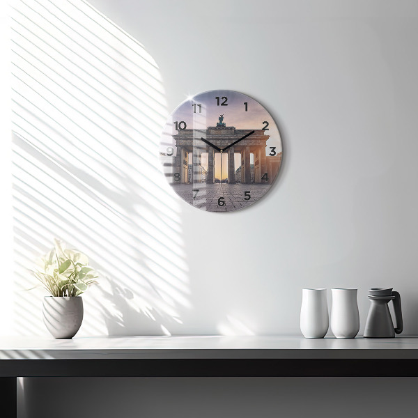 Round glass clock Brandenburg Gate