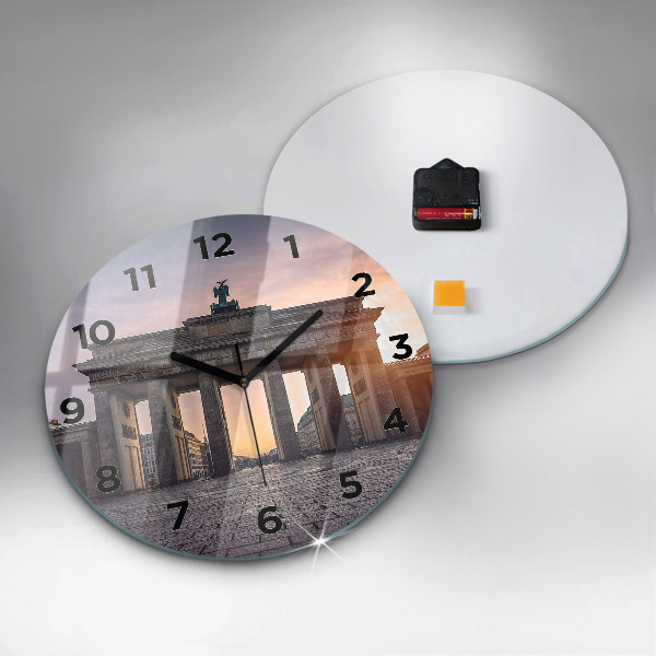 Round glass clock Brandenburg Gate