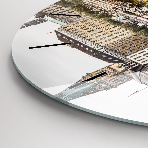 Round glass clock River Hamburg Germany