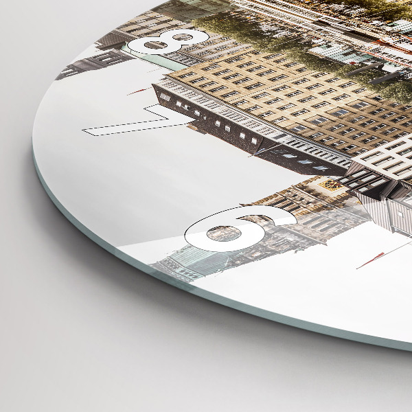 Round glass clock River Hamburg Germany