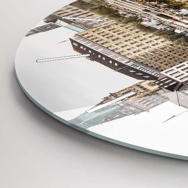 Round glass clock River Hamburg Germany