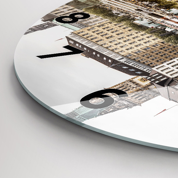 Round glass clock River Hamburg Germany