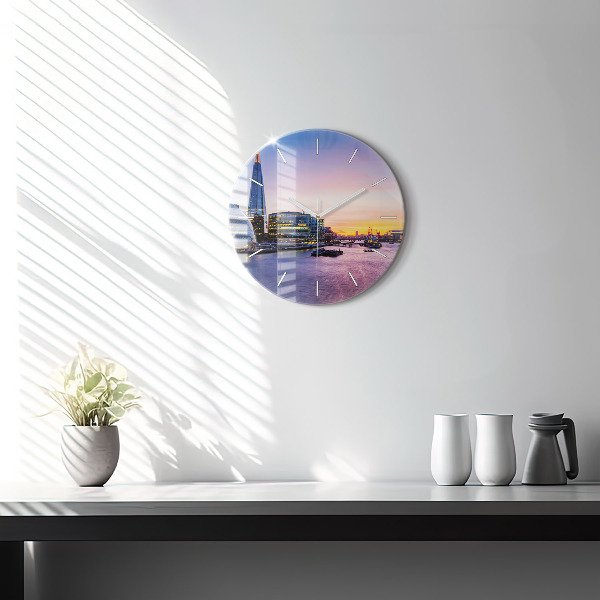 Round glass clock View of London