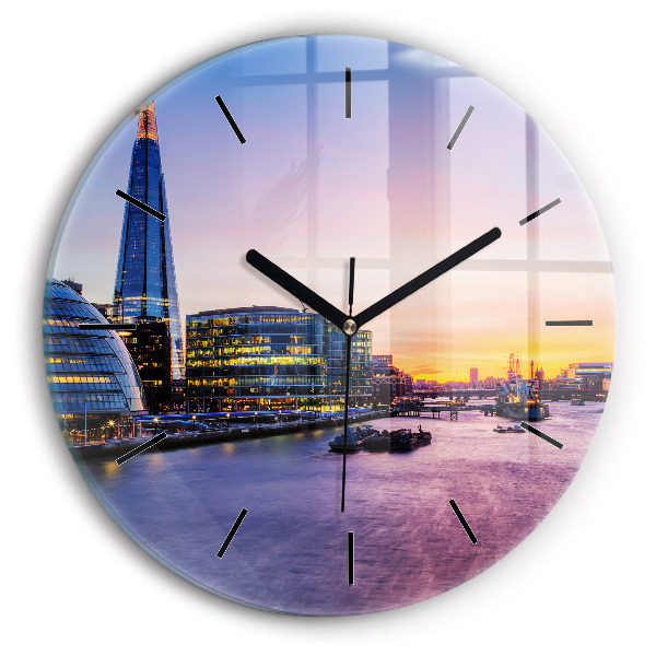 Round glass clock View of London