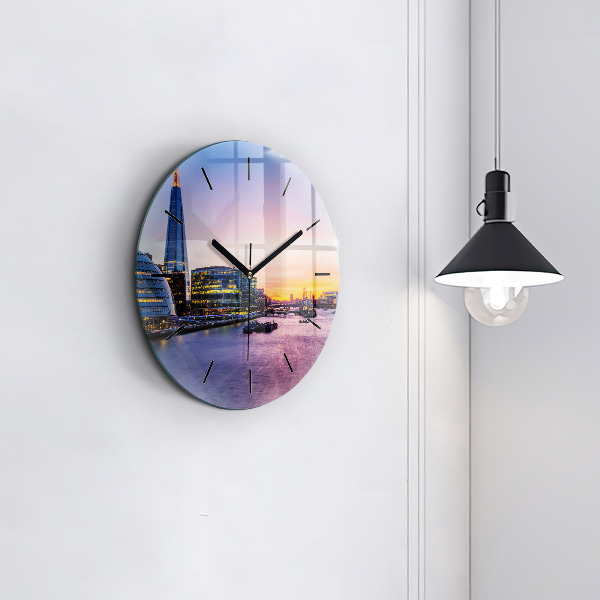 Round glass clock View of London
