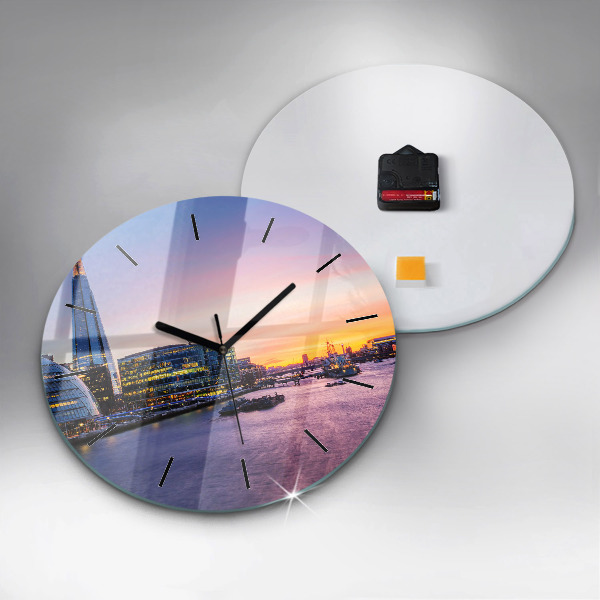 Round glass clock View of London