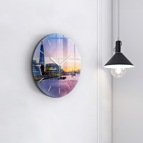 Round glass clock View of London