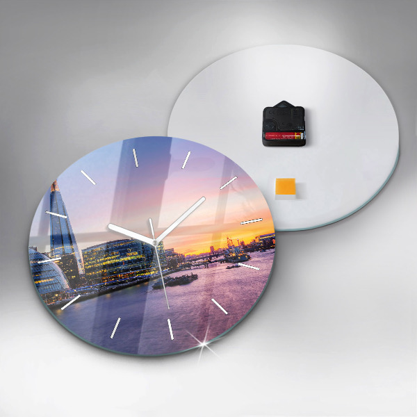 Round glass clock View of London