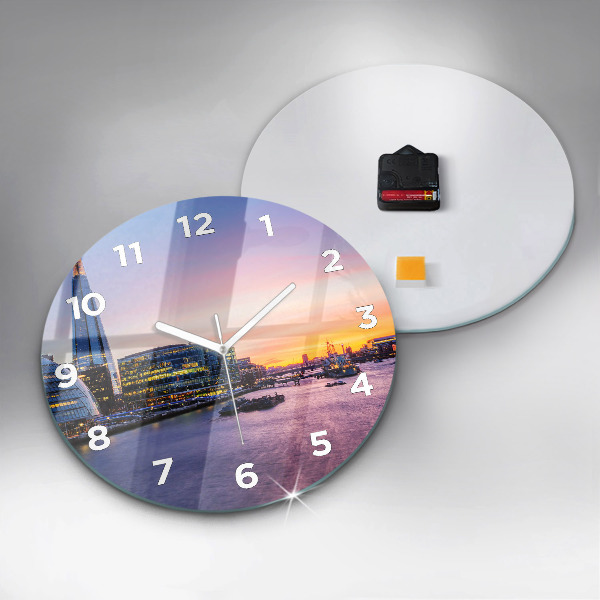 Round glass clock View of London