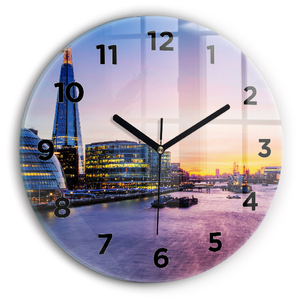 Round glass clock View of London