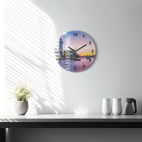 Round glass clock View of London