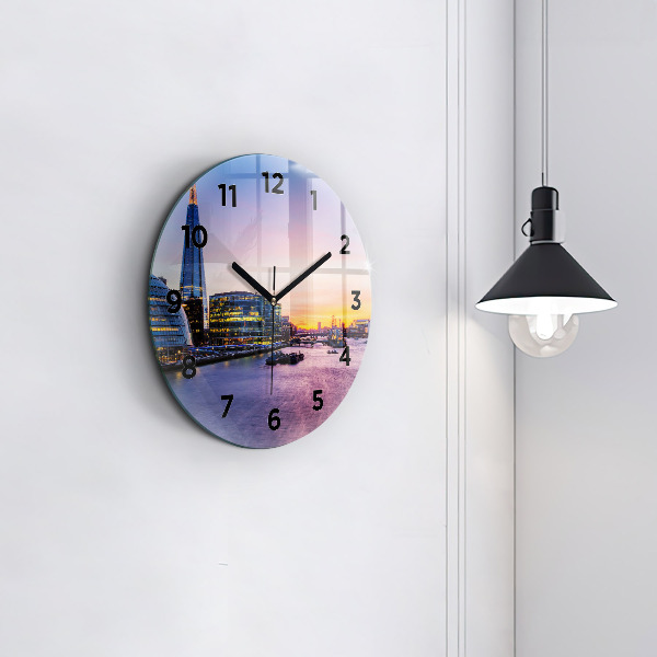 Round glass clock View of London