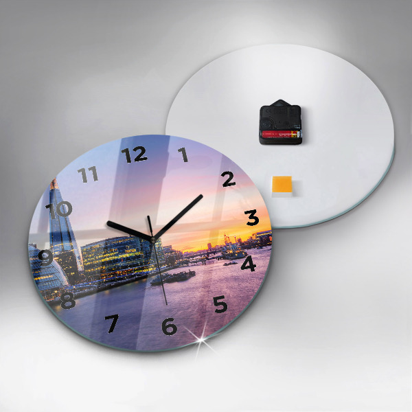 Round glass clock View of London