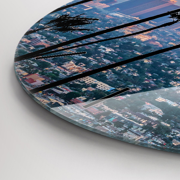 Round glass clock Los Angeles Sunset