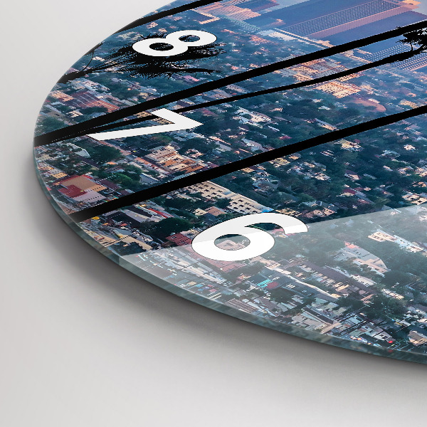 Round glass clock Los Angeles Sunset