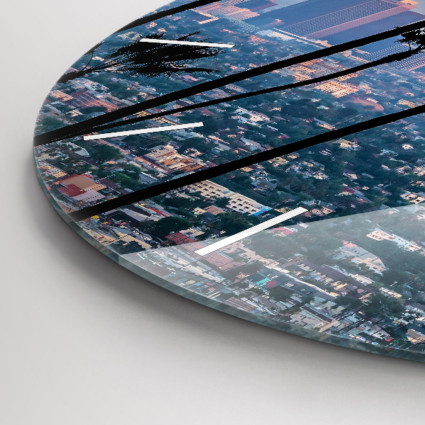 Round glass clock Los Angeles Sunset