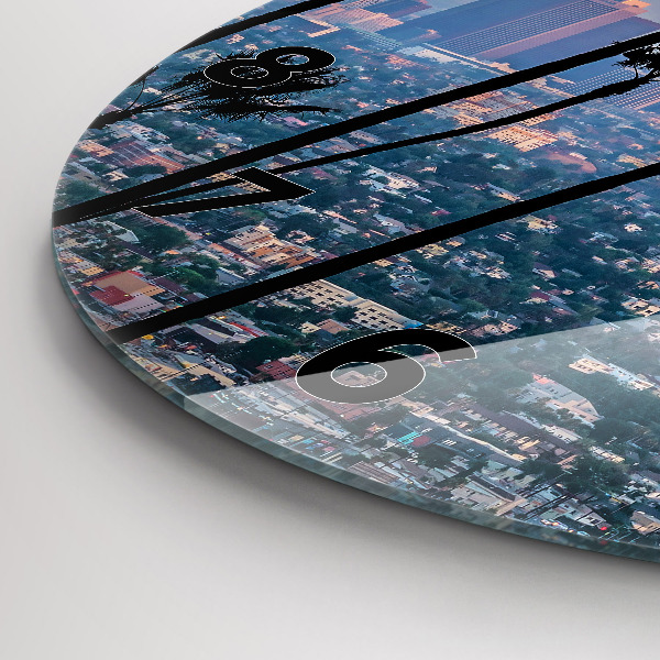 Round glass clock Los Angeles Sunset