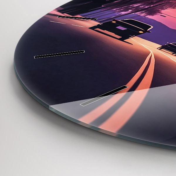 Round glass clock Sunset in LA