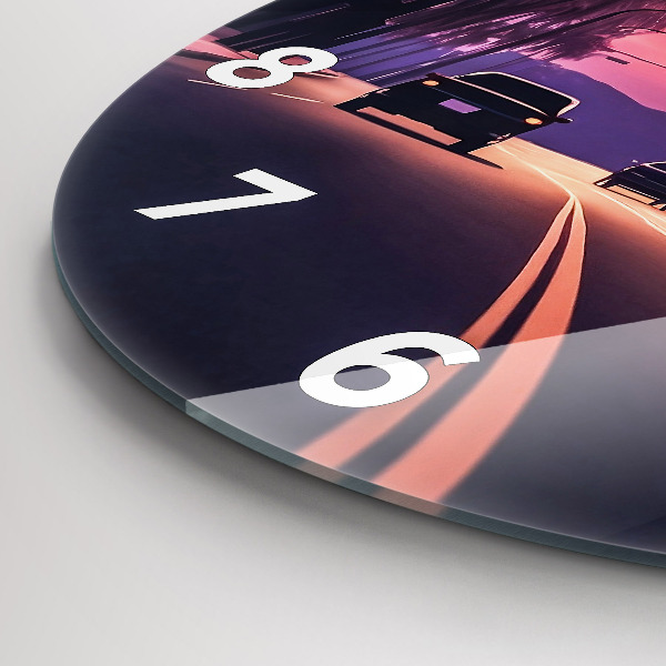 Round glass clock Sunset in LA