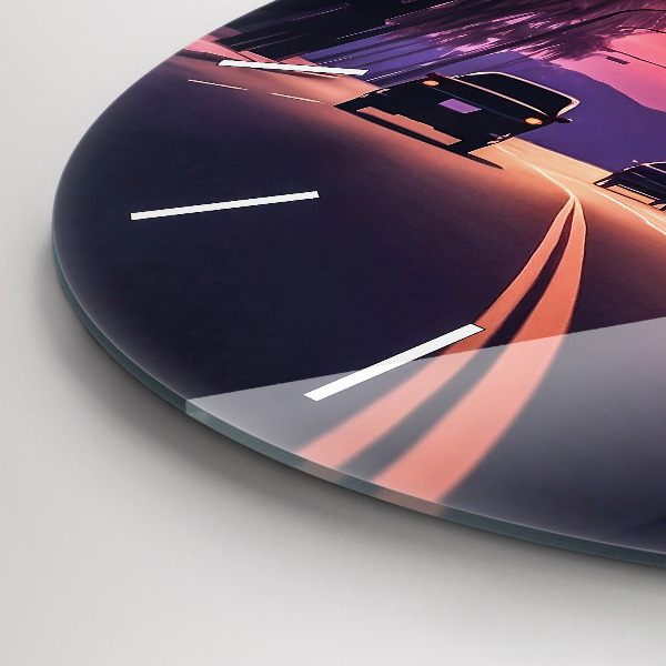 Round glass clock Sunset in LA