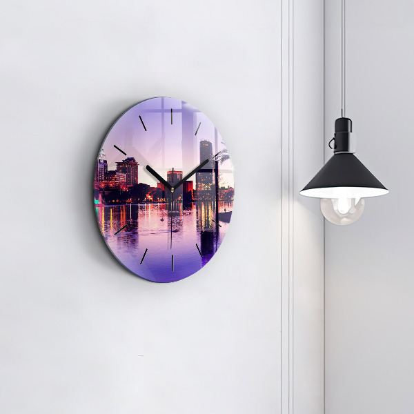 Round glass clock Orlando city skyline