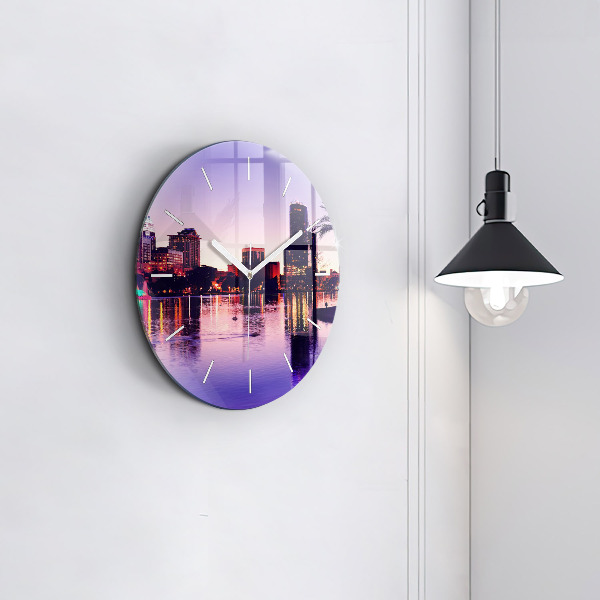 Round glass clock Orlando city skyline