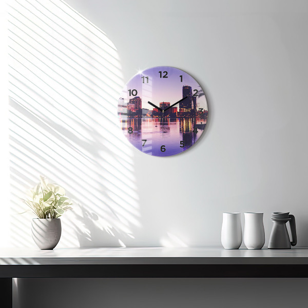 Round glass clock Orlando city skyline