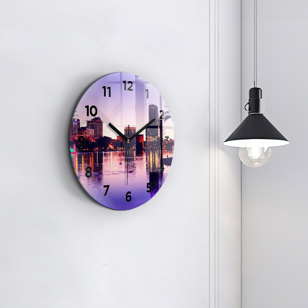 Round glass clock Orlando city skyline