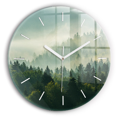 Round glass clock Sunrise Beskids