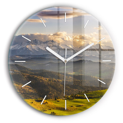 Round glass clock Mountains - Pieniny Wysoki Wierch